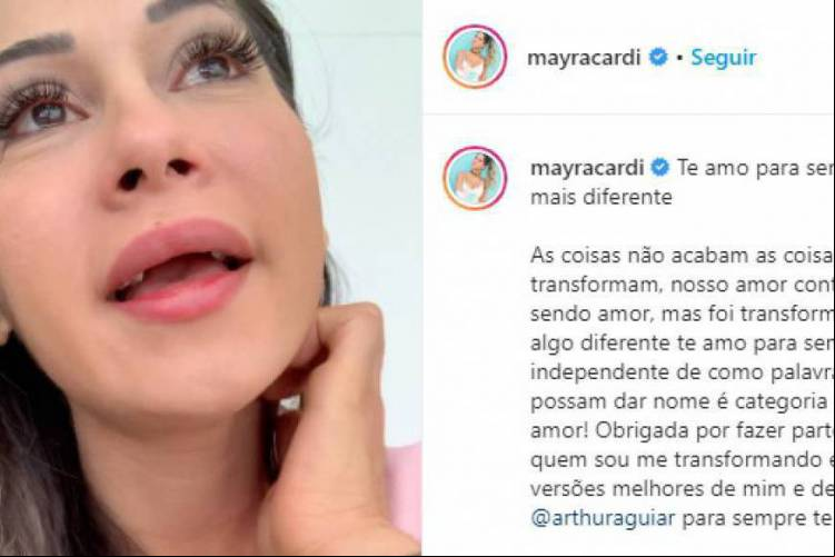 A influencer Mayra Cardi se manifestou sobre a separação pelas redes sociais