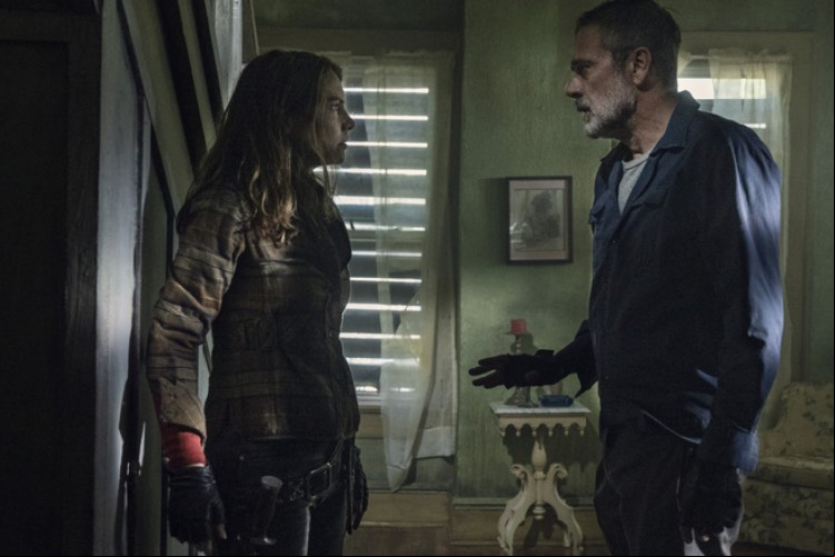 Personagens Maggie e Negan em "The Walking Dead"