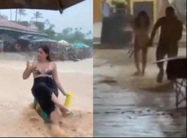 Vídeos registrados por turistas durante a chuva viralizaram nas redes sociais. 