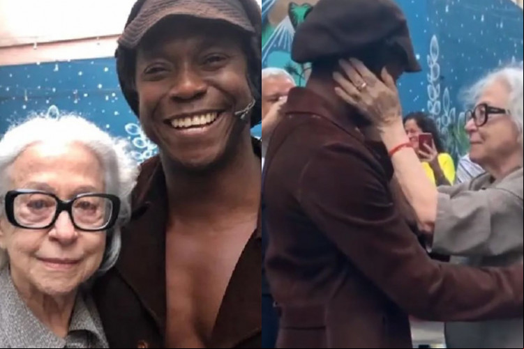 A atriz Fernanda Montenegro elogiou e emocionou o ator Tiago Barbosa
