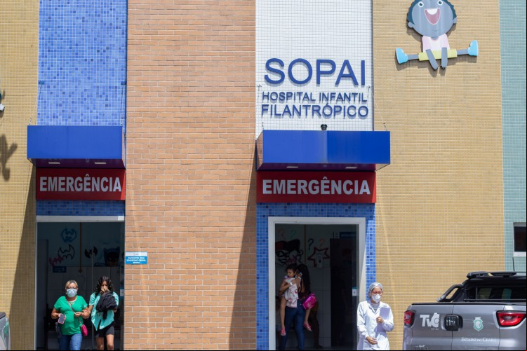 Mãe de paciente quebra computadores do Hospital Infantil Filantrópico Sopai, em Fortaleza, para ser atendida prontamente. Unidade de saúde chama reforço da Polícia Militar. Todos os atendimentos seguem operando normalmente nesta sexta-feira, 2. Na imagem, fachada da Sopai em 2023. (Foto: Samuel Setubal/ Especial para O Povo)
