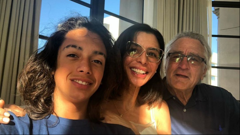 O neto de Robert De Niro morreu aos 19 anos de idade. Da esquerda para direita, Leandro De Niro, Drena De Niro e Robert De Niro