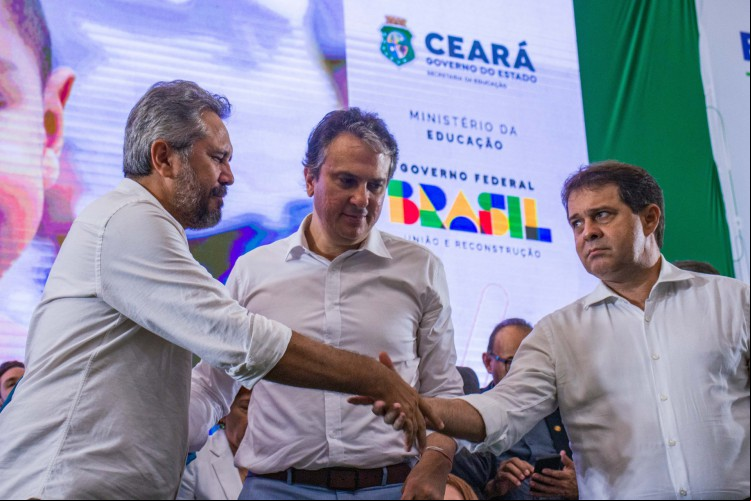 ￼Governador Elmano de Freitas, ministro Camilo Santana e presidente da Alece Evandro Leitão