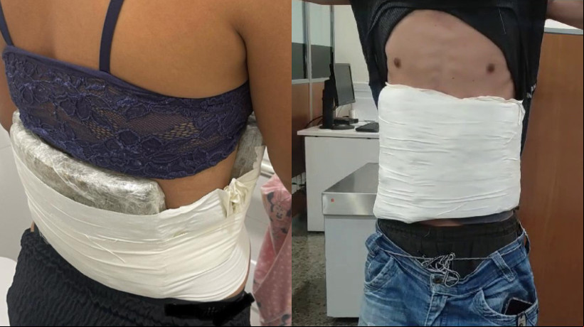 Dupla iria de Manaus (AM) a Brasília (DF) e foi detida durante conexão em Fortaleza; suspeitos tinham mais de 7 quilos de skunk amarrados ao corpo