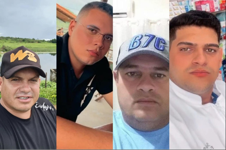 Vítimas da chacina de Aracoiaba foram identificadas como Kennedy Guedes, 36, Mateus Bezerra, 25, Antônio Péricles Monteiro, 48, e João Pedro, 24 (da esquerda para a direita)