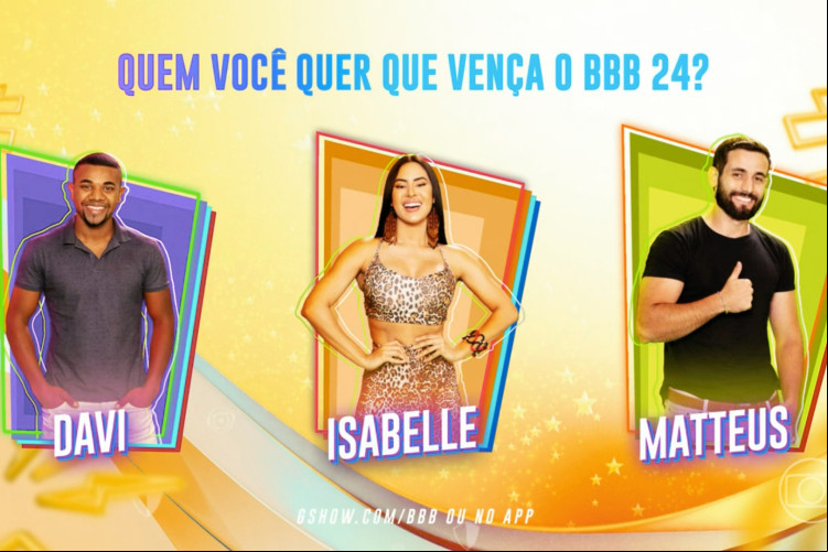 Davi, Isabelle e Matteus disputam a final do BBB 24; confira a parcial da votação da enquete Uol atualizada