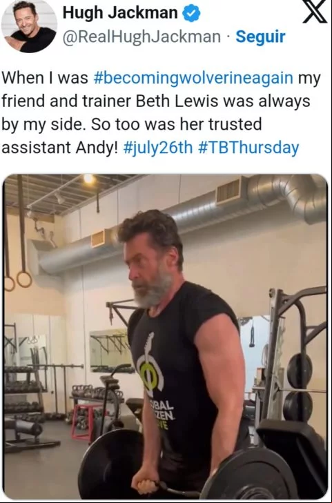 Recentemente, o ator australiano chamou atenção e atraiu elogios ao postar fotos treinando para encarnar mais uma vez o mutante da Marvel.