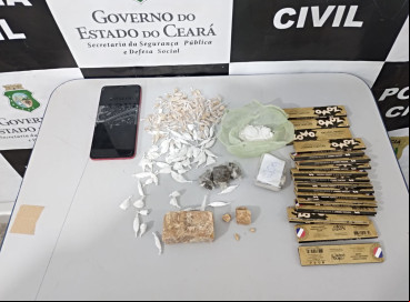 Material apreendido na ação das Polícias Civil e Militar em Trairi 