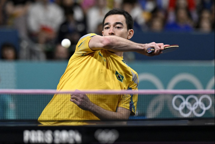 Hugo Calderano enfrentou o sueco Truls Moregaardh na semifinal do tênis de mesa na Olimpíada de Paris