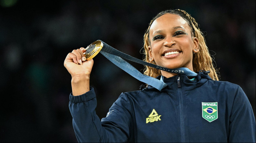 Rebeca Andrade faturou medalha de ouro no solo nas Olimpíadas de Paris-2024.
