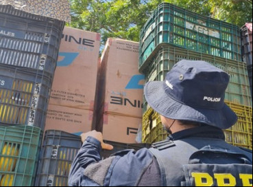 PRF apreende 100 mil maços de cigarro contrabandeado  