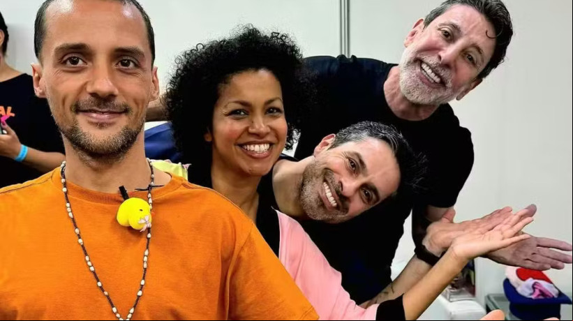 Cássio Scapin, Luciano Amaral, Cinthya Rachel e Fred Allan, atores de