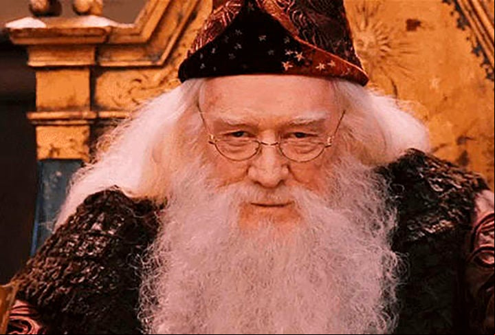 Richard Harris - Ele foi o primeiro intérprete de Albus Dumbledore, o amado e poderoso reitor de Hogwarts. O ator irlandês atuou nos dois primeiros filmes: Pedra Filosofal (2001) e Câmera Secreta (2002). E se afastou para fazer tratamento contra um câncer linfático.