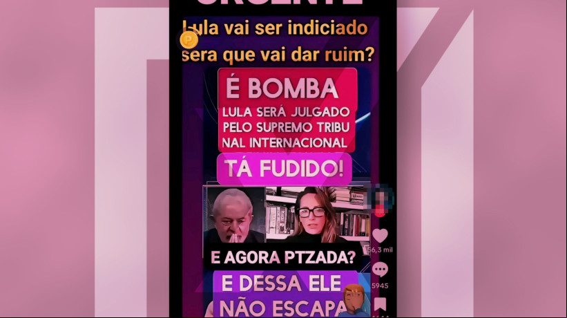 Vídeo mente ao afirmar em legenda que o presidente Lula será julgado por um