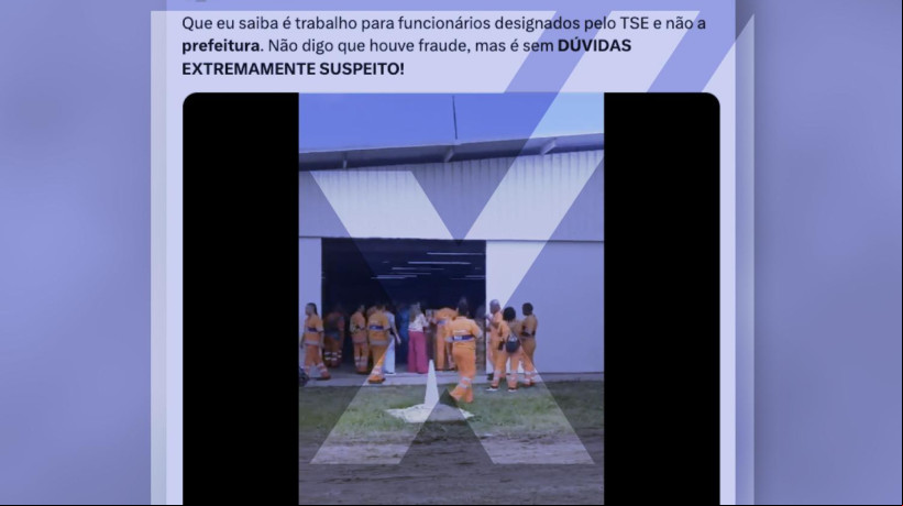 Um vídeo compartilhado mostra o trabalho dos garis e tenta pôr em dúvida o processo eleitoral