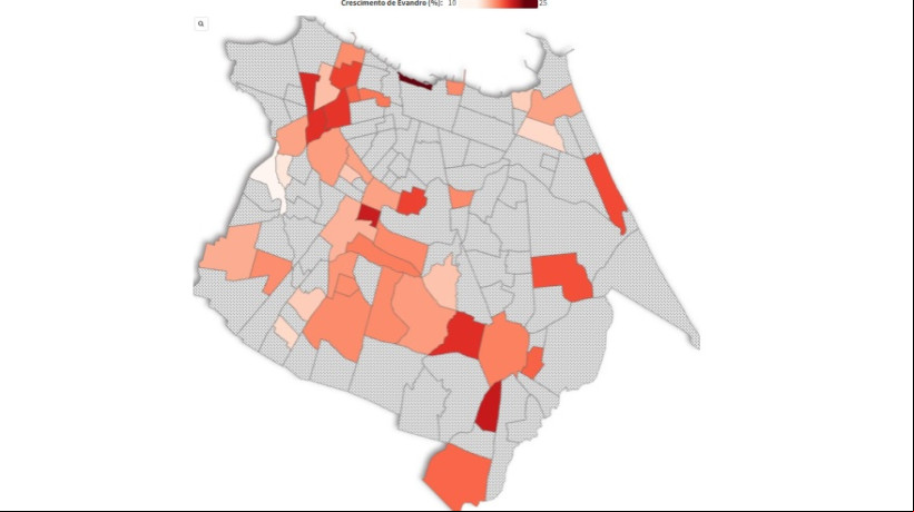 Bairros onde houve viradsa entre 1º turno e 2º turno em Fortaleza em 2024