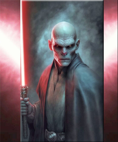 Voldemort, o Lorde das Trevas, é retratado como um Sith