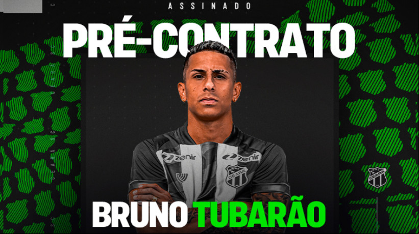 Bruno Tubarão é o novo reforço do Ceará para 2025