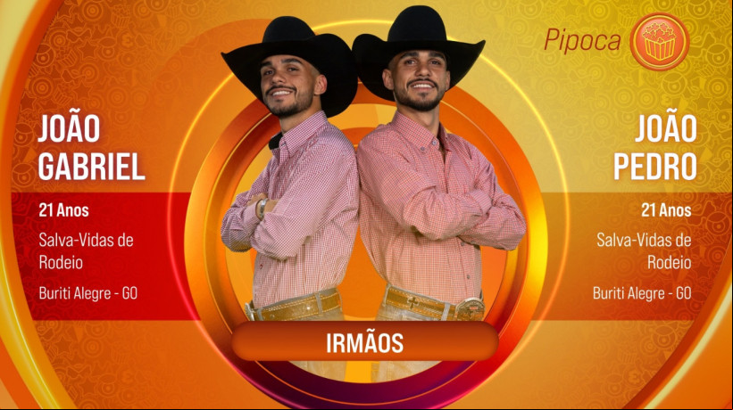 Irmãos gêmeos, João Pedro e João Gabriel, de 21 anos, são uma dupla pipoca no BBB 25