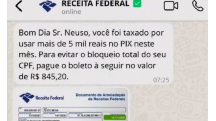Receita Federal alerta sobre novo golpe envolvendo o Pix