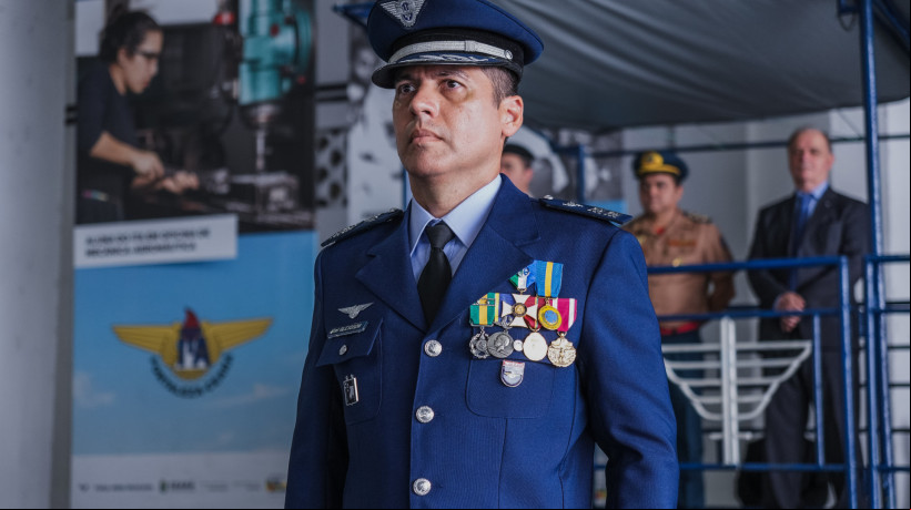 FORTALEZA-CE, BRASIL, 14-01-2025: Cerimônia de assunção do Coronel Aviador Tony Gleydson como Diretor Interino do ITA no Ceará, com a presença de Abelardo Benevides, Presidente do TJCE, Daniel Pinheiro, Tenente Brigadeiro do Ar, e Walcyr Josué de Castilho, Tenente Brigadeiro do Ar. (Foto: Fernanda Barros/ O Povo)