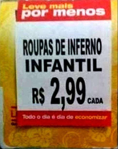 Inferno? Os pais têm que ar longe dessa prateleira... O que não faz um erro de digitação.