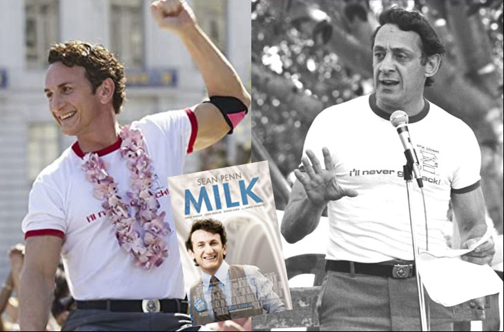 Sean Penn - Milk (2008) - O ator americano interpretou o político e ativista Harvey Milk (1930-1978), o primeiro homem assumidamente gay a ser eleito para um cargo público na Califórnia. Membro da Câmara de Supervisores de São Francisco, ele ficou 10 meses na função e foi morto a tiros.