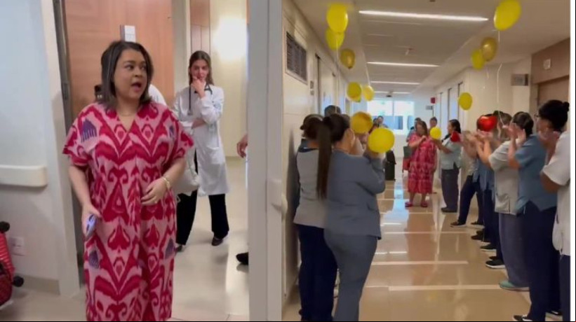Preta Gil recebe apoio da equipe em saída do hospital