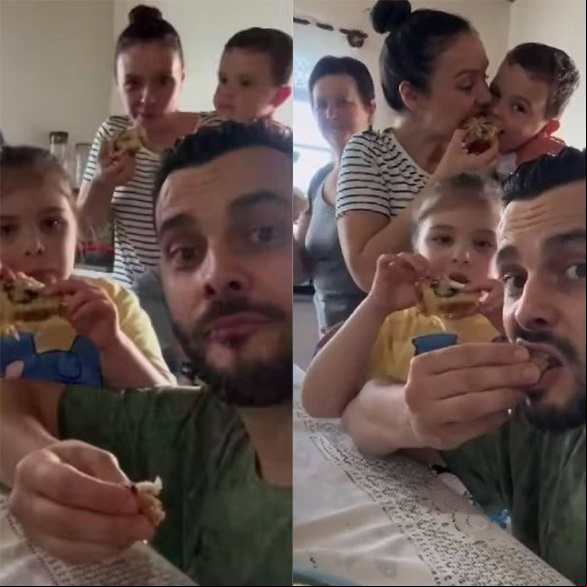 Em suas redes sociais, o violinista fez questão de compartilhar o dia seguinte em família e ainda mostrou todos se esbaldando com o quitute da mãe.