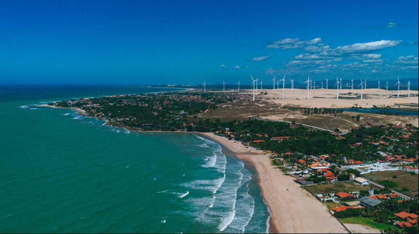 Imagem aérea da praia da Taíba