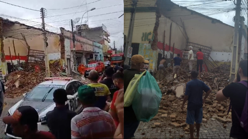 PrÃ©dio de lanchonete desaba em Sobral nesta quinta-feira, 13 