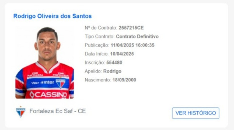 Volante Rodrigo, ex-Maringá, é o novo reforço do Fortaleza para o restante da temporada