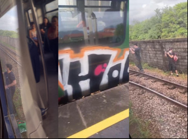 Homens picham metro e fogem pulando muro em Maracanaú, na RMF 