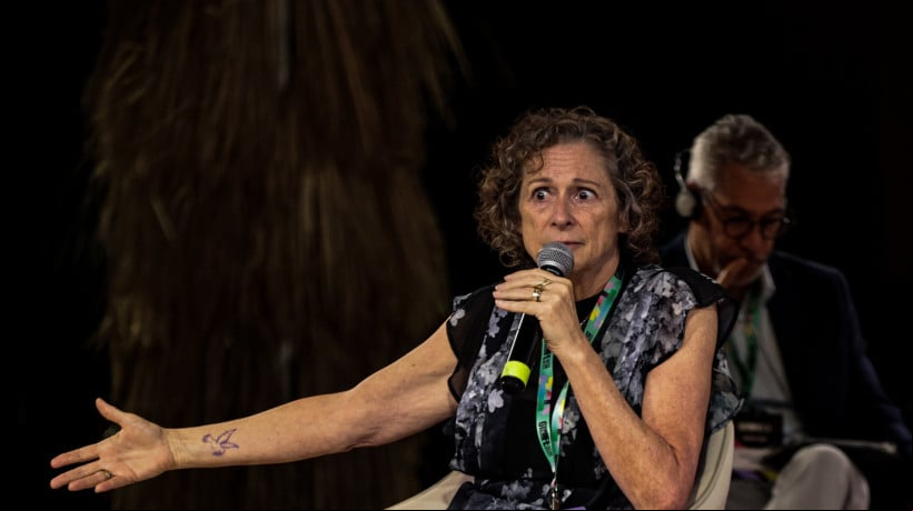 Abigail Disney, produtora de documentários, filantropa e ativista social, durante abertura do 13º Congresso Gife, sobre Investimento Social Privado e Filantropia da América Latina
