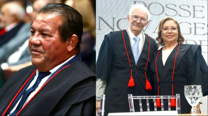 Da esquerda para direita: ex-presidente do TRE-CE Raimundo Nonato Silva Santos; novo vice e corregedor, Emanuel Leite Albuquerque; e a presidente Maria Iraneide Moura Silva
Emanuel Leite Albuquerque