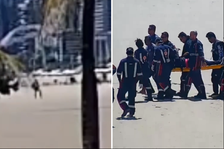 Paraquedista cai na Praia de Iracema, em Fortaleza