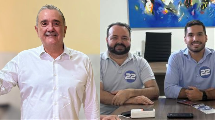 Presidente da Comissão Provisória do Podemos no Ceará e prefeito de Aracati, Bismark Maia, e o vereador Wellington Sabóia (Podemos)