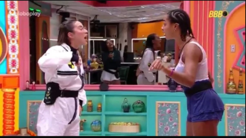 Renata e Aline se enfrentaram após a bailarina retornar a casa do BBB 25 
 